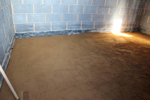 Base layer of sand across the whole floor
