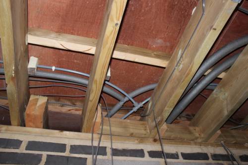 Water pipe junction in the roof space