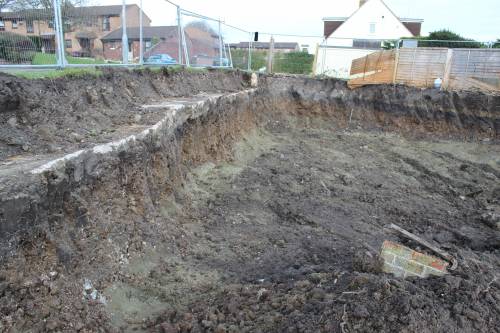 Site excavated reading for building the retaining wall