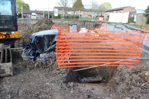 Safety netting around the large hole