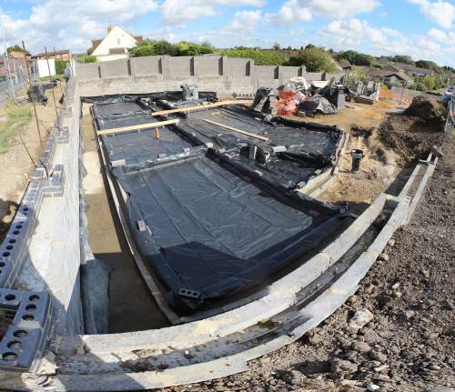 Complete plastic layer over the whole foundation