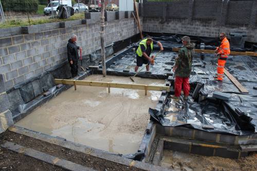 One room filled and being levelled