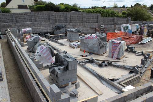 Looking down on the build